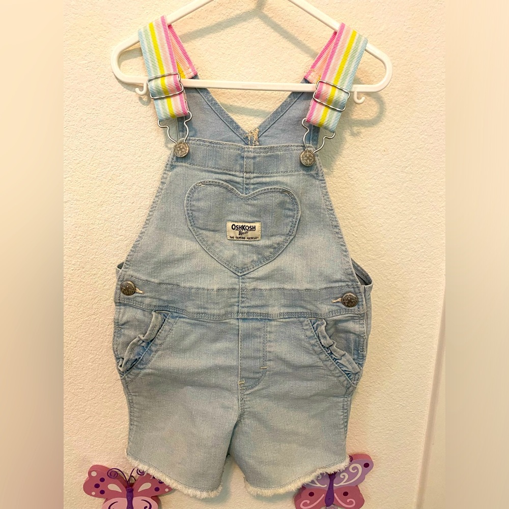 OshKosh Overall Shorts with Rainbow Straps, Sz 2T